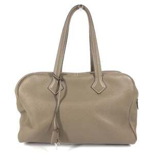 HERMES Victoria 35 Shoulder Tote Bag, Boston Taurillon Clemence Leather, Etou...